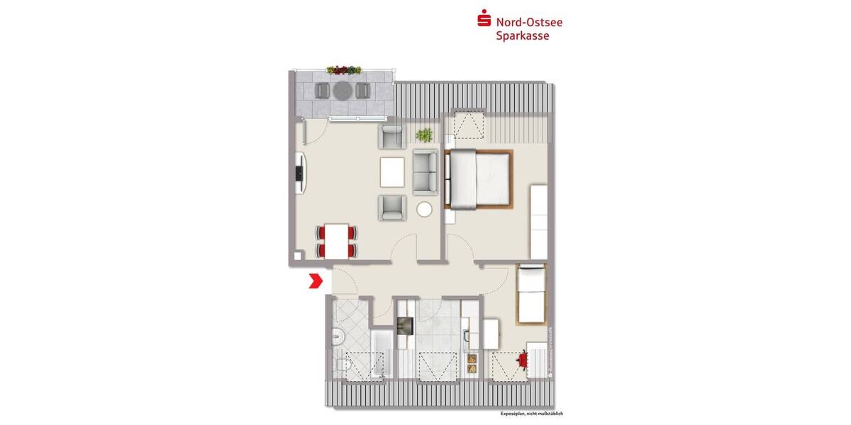 Etagenwohnung Glücksburg - 3 Zimmer, 63 m&sup2;, 125.000&euro; | Angebot:26203226