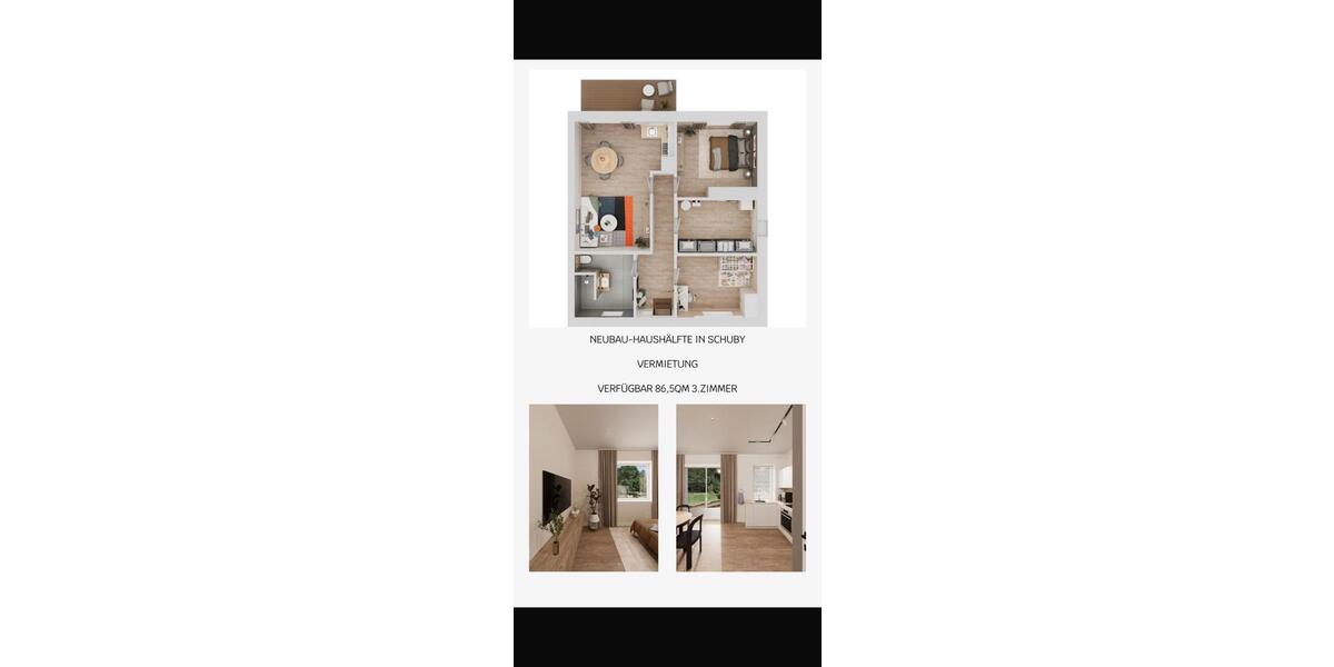 Doppelhaushälfte Schuby - 3 Zimmer, 87 m&sup2;, 1.250&euro; | Angebot:26420109