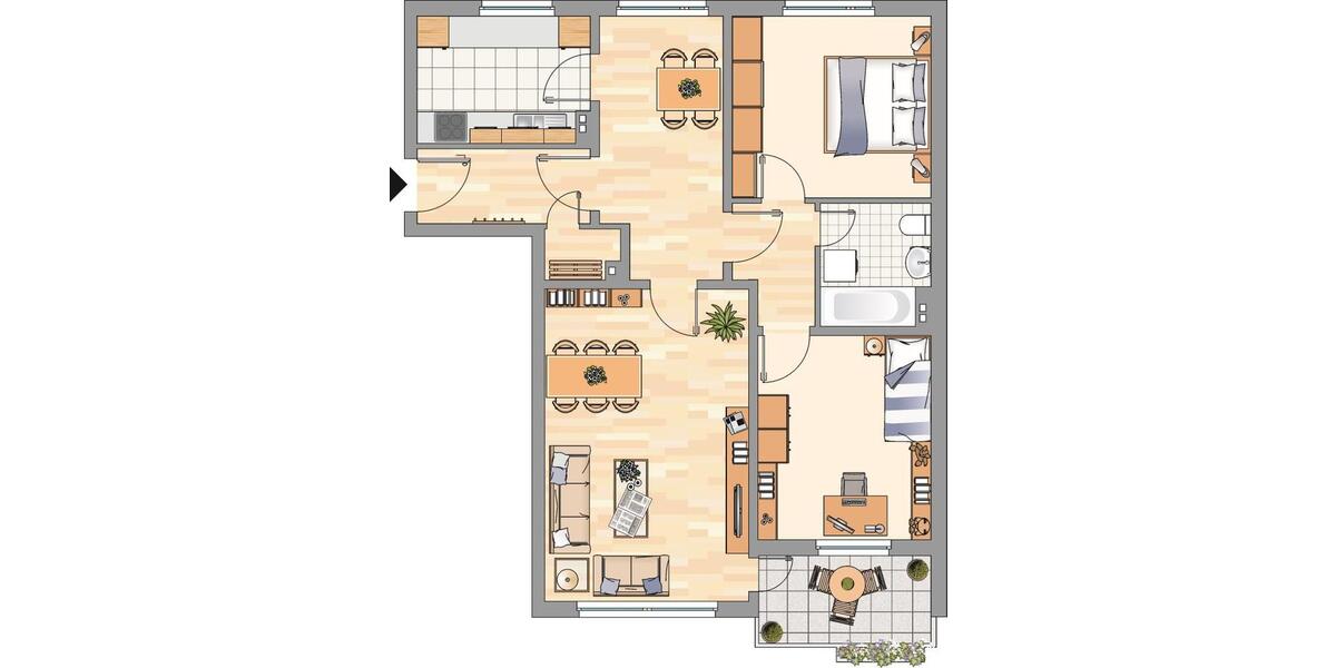 Etagenwohnung Harrislee - 3 Zimmer, 82 m&sup2;, 657&euro; | Angebot:26423295