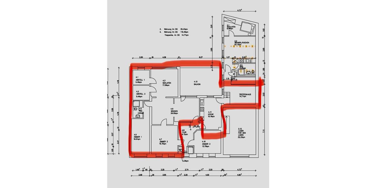 Etagenwohnung Wees - 6 Zimmer, 121 m&sup2;, 2.400&euro; | Angebot:25962035
