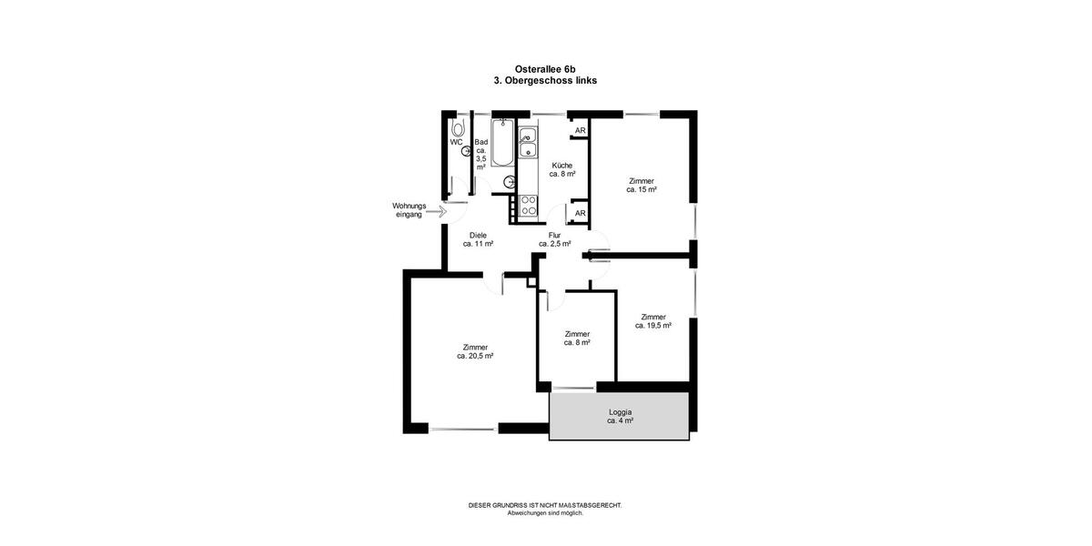 Etagenwohnung Flensburg Fruerlund - 3.5 Zimmer, 83 m&sup2;, 640&euro; | Angebot:25719203