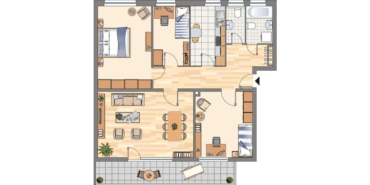 Etagenwohnung Flensburg Fruerlund - 4 Zimmer, 89 m&sup2;, 769&euro; | Angebot:26007569