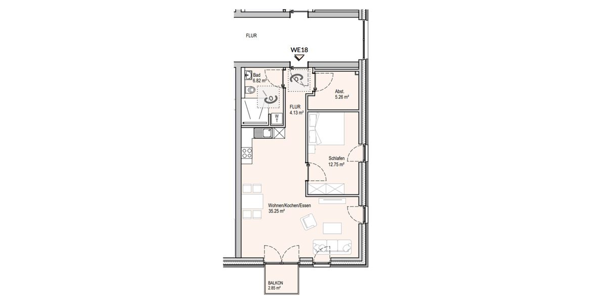 Etagenwohnung Tarp - 2 Zimmer, 66 m&sup2;, 722&euro; | Angebot:25231468