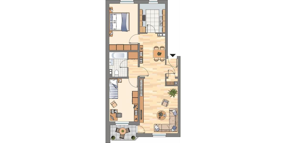 Etagenwohnung Flensburg Falkenberg - 3 Zimmer, 71 m&sup2;, 669&euro; | Angebot:25853361