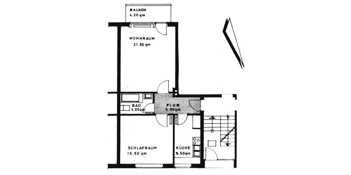 Etagenwohnung Flensburg Altstadt - 2 Zimmer, 52 m&sup2;, 600&euro; | Angebot:25858476