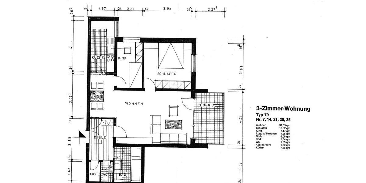 Etagenwohnung Flensburg Fruerlund - 3 Zimmer, 79 m&sup2;, 245.000&euro; | Angebot:25280907