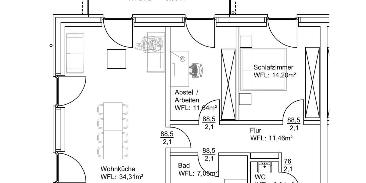 Etagenwohnung Handewitt Jarplund - 3.5 Zimmer, 87 m&sup2;, 1.270&euro; | Angebot:25174194