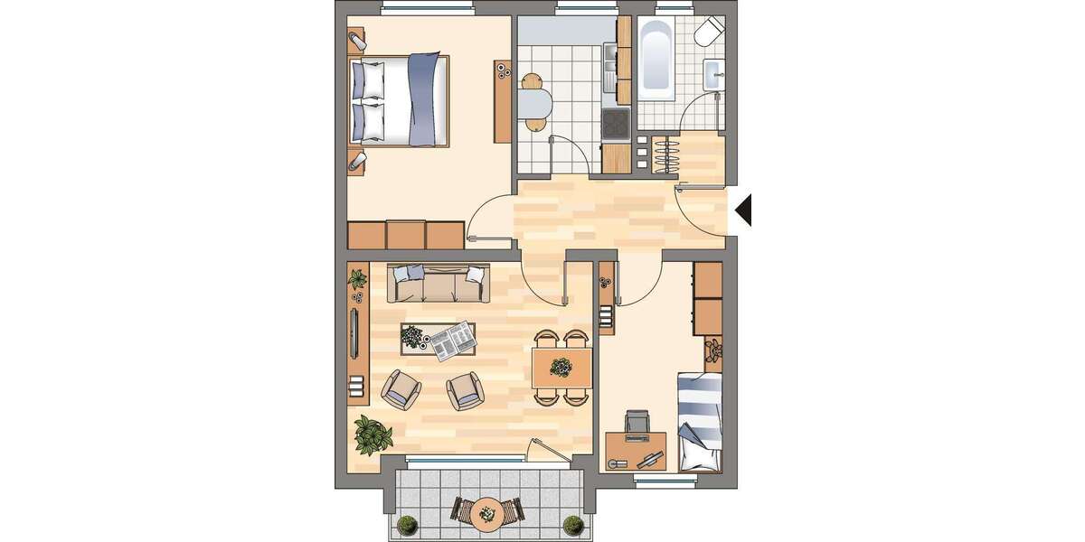 Etagenwohnung Glücksburg - 3 Zimmer, 61 m&sup2;, 629&euro; | Angebot:25426908