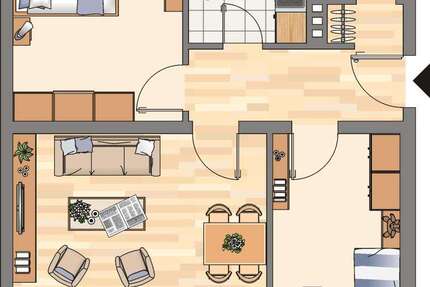 Wohnung Glücksburg - 3 Zimmer, 61 m&sup2;, 629&euro; | Angebot:25426908