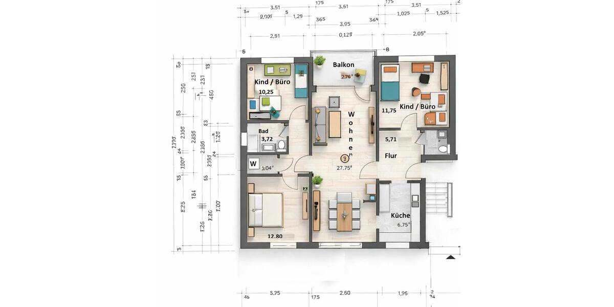 Etagenwohnung Flensburg Fruerlund - 4 Zimmer, 89 m&sup2;, 990&euro; | Angebot:26122362