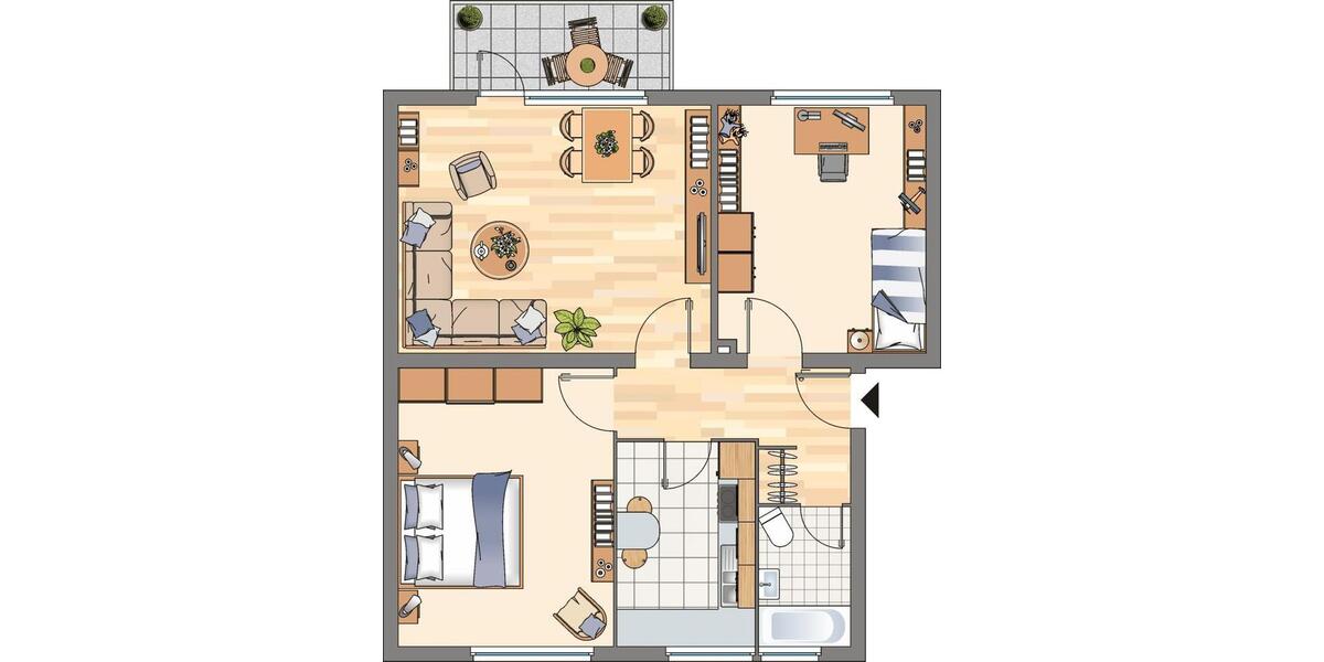 Etagenwohnung Flensburg Fruerlund - 3 Zimmer, 66 m&sup2;, 639&euro; | Angebot:25552003