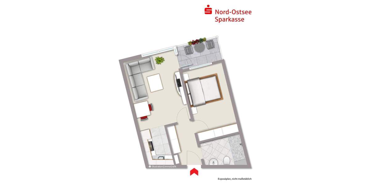 Etagenwohnung Glücksburg - 2 Zimmer, 43 m&sup2;, 159.000&euro; | Angebot:25667594