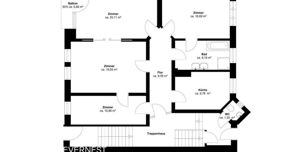 Etagenwohnung Flensburg Jürgensby - 4 Zimmer, 95 m&sup2;, 209.900&euro; | Angebot:25997190