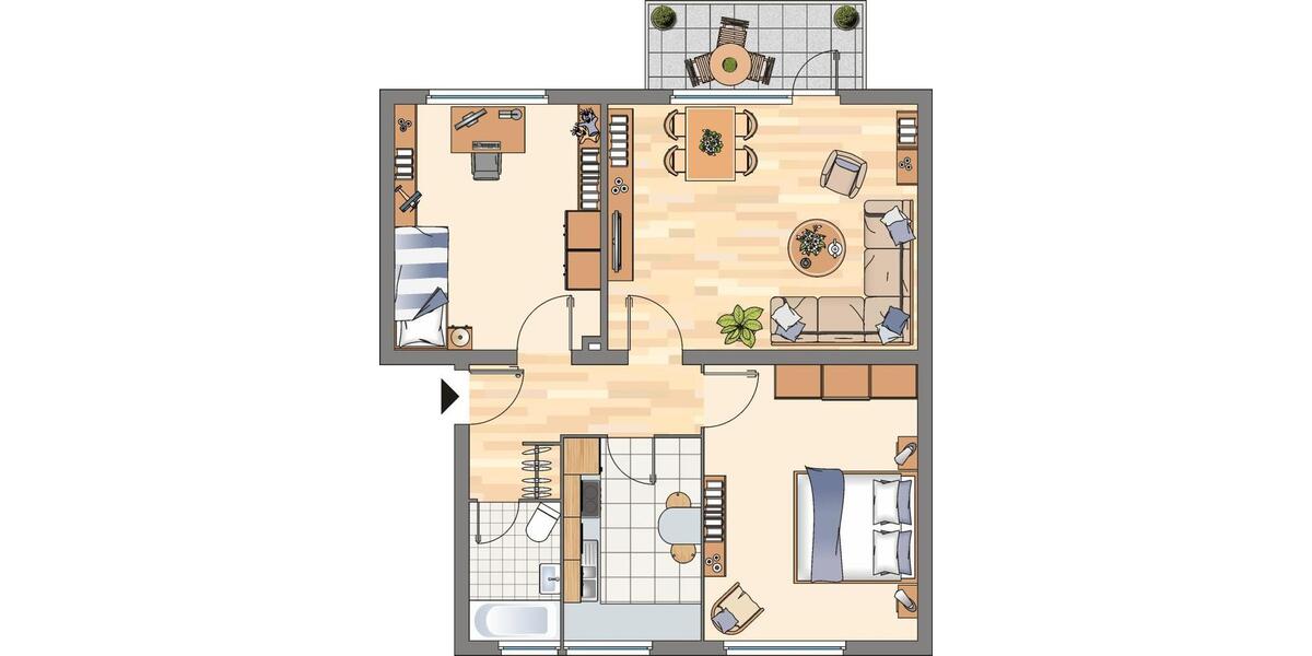 Etagenwohnung Flensburg Fruerlund - 3 Zimmer, 66 m&sup2;, 599&euro; | Angebot:24510905